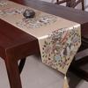 Classical New Chinese Style Birds and Flowers Table Runner Red Embroidery Table Flag Decoration for Wedding Party with Tassels