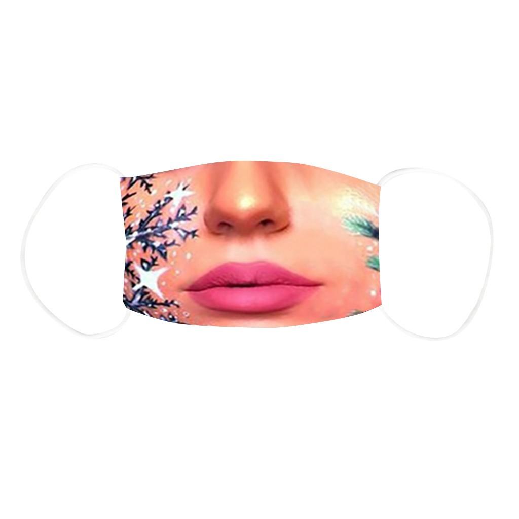 Reusable Dust Mask with Exaggerated Makeup Print for Women Washable Face Covering Adjustable Ear Loops Comfortable Fit