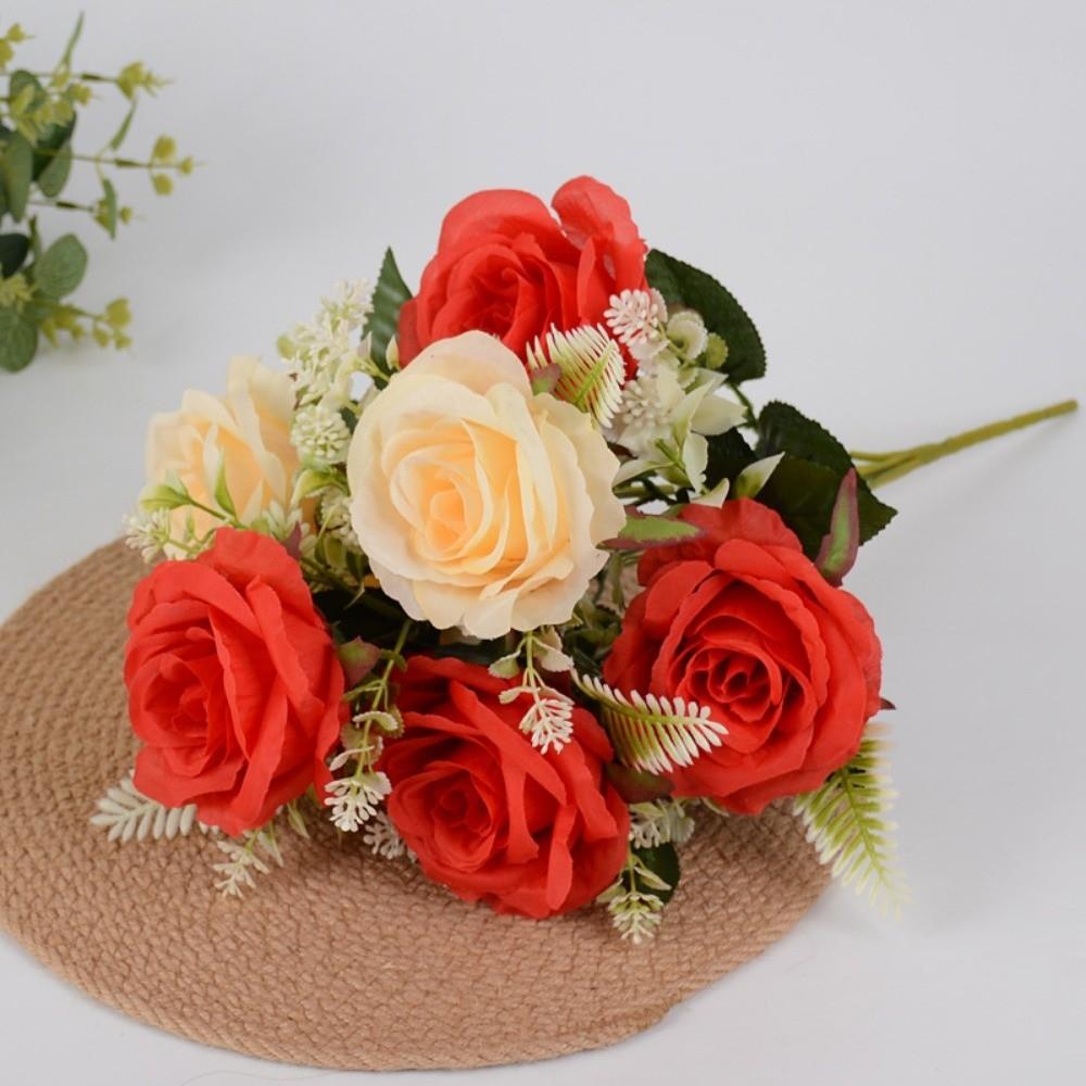 7 Heads Real Happy Flower 10 Colors Mini Natural Simulated Rose Photography Photo Gift Rose Flowers Decorative Home Decorative