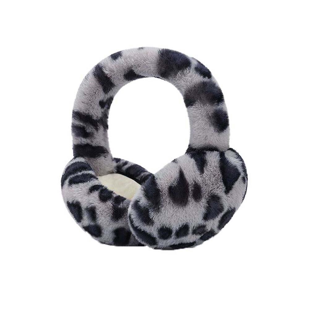 Soft Leopard Print Earmuffs Faux Fur Foldable Ear Covers Plush Ear Warmers Teens