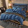 Winter Crystal Velvet Lace Bed Skirt Single Piece Thick Quilted Milk Fiber Bedspread Duvet Cover Bedding