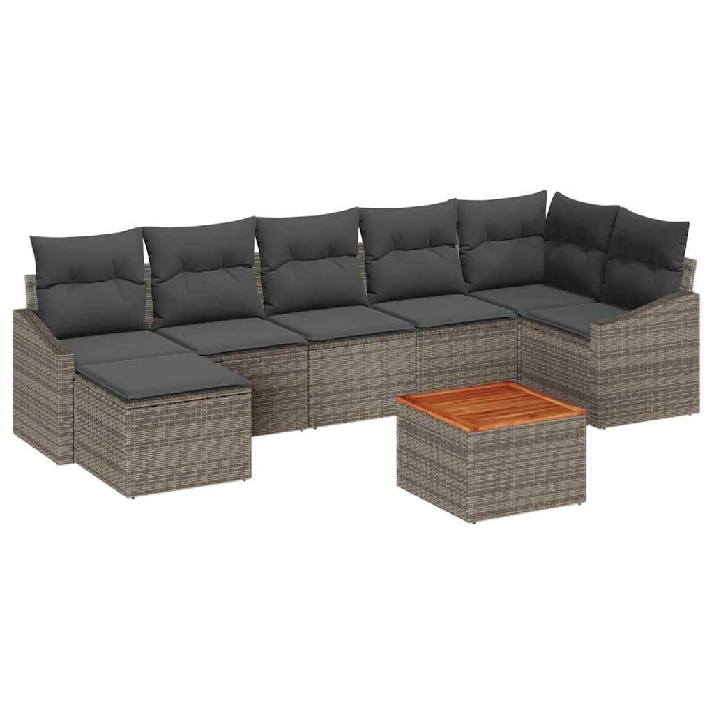 8 Piece Grey Garden Sofa Set with Cushions