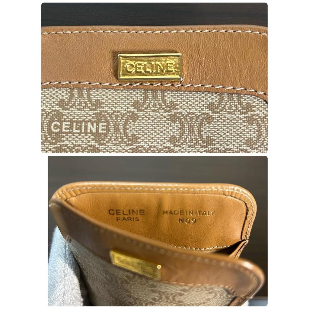 Used CELINE Macadam Pattern Glasses Case Beige Made In Italy Glasses Sunglasses