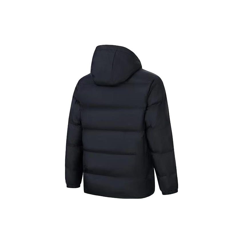 Anta Solid Color Hooded Zipper Down Jacket Men outerwear Black 152347915-4