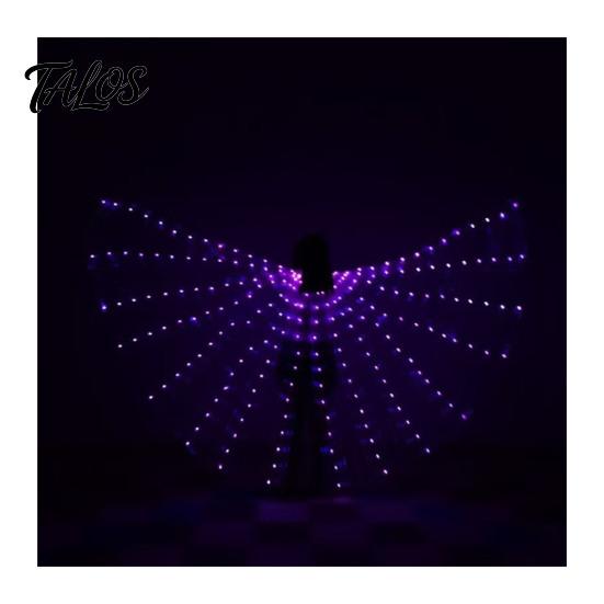 Flexible Polyester Glowing Wings LED Light Up Belly Dance for Adults Kids, Halloween Costume Performance Props Immersive Visual Equipment with