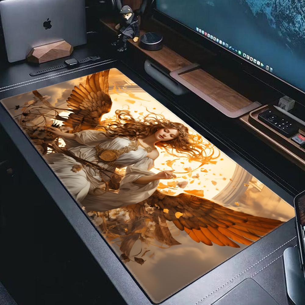 Gorgeous Angel Golden Wings Mouse Pad Card Game Mat Large Computer Offices Mousepad Anti-slip for MTG DTCG CCG RPG Trading Mats
