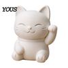 Nightstand Fortune Cat Statue 3D Printed Luck Statue, Cute White Maneki Figurine, Matte Mini Ornament for Home Desk Bedroom Decor, Holiday