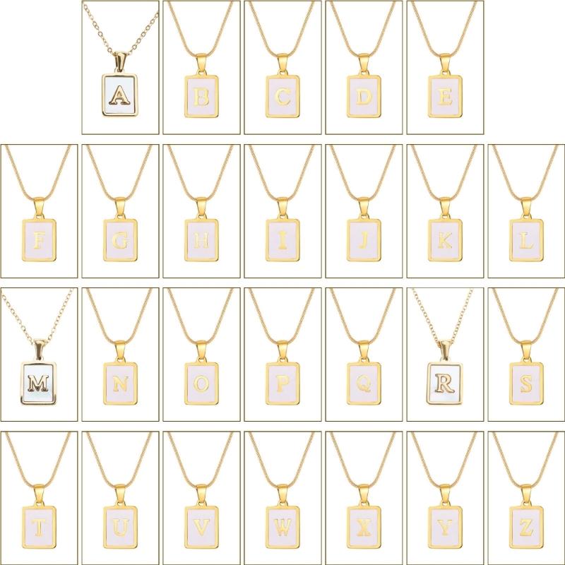 Stainless Steel Pendant Necklace Men Fashion Letter Square Card Necklace Adjustable Chain Necklace Present for Man Woman