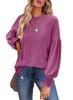 Women's tops, autumn and winter new round neck pleated lantern sleeve women's long European and American T-shirt