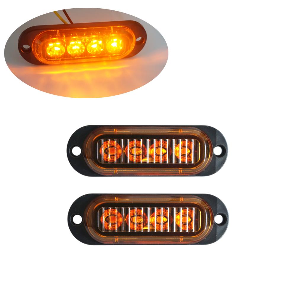 

2PCS Warning Light 4LED Trailer Truck Red Orange White 12V-24V LED Side Marker Lamp Car Accessories Parking Lights for Trucks