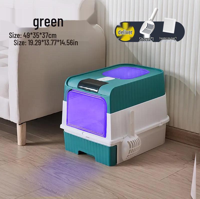 Extra-Large Fully Enclosed Cat Litter Box with Drawer and Anti-Splash Design