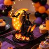Atmosphärische Hexenstatue Halloween auf Mondsichel Dekorative Leuchte, Gotische Lampe, Harzfigur für Tischdeko Zuhause Gruselige Saisonale Dekoration Ornament