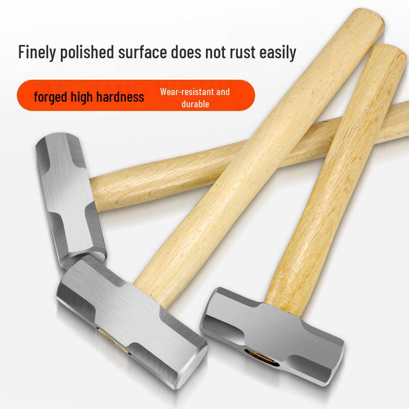 Osmihranné kladivo se čtvercovou hlavou s dřevěnou rukojetí, ideální pro těžké demoliční a zednické práce.