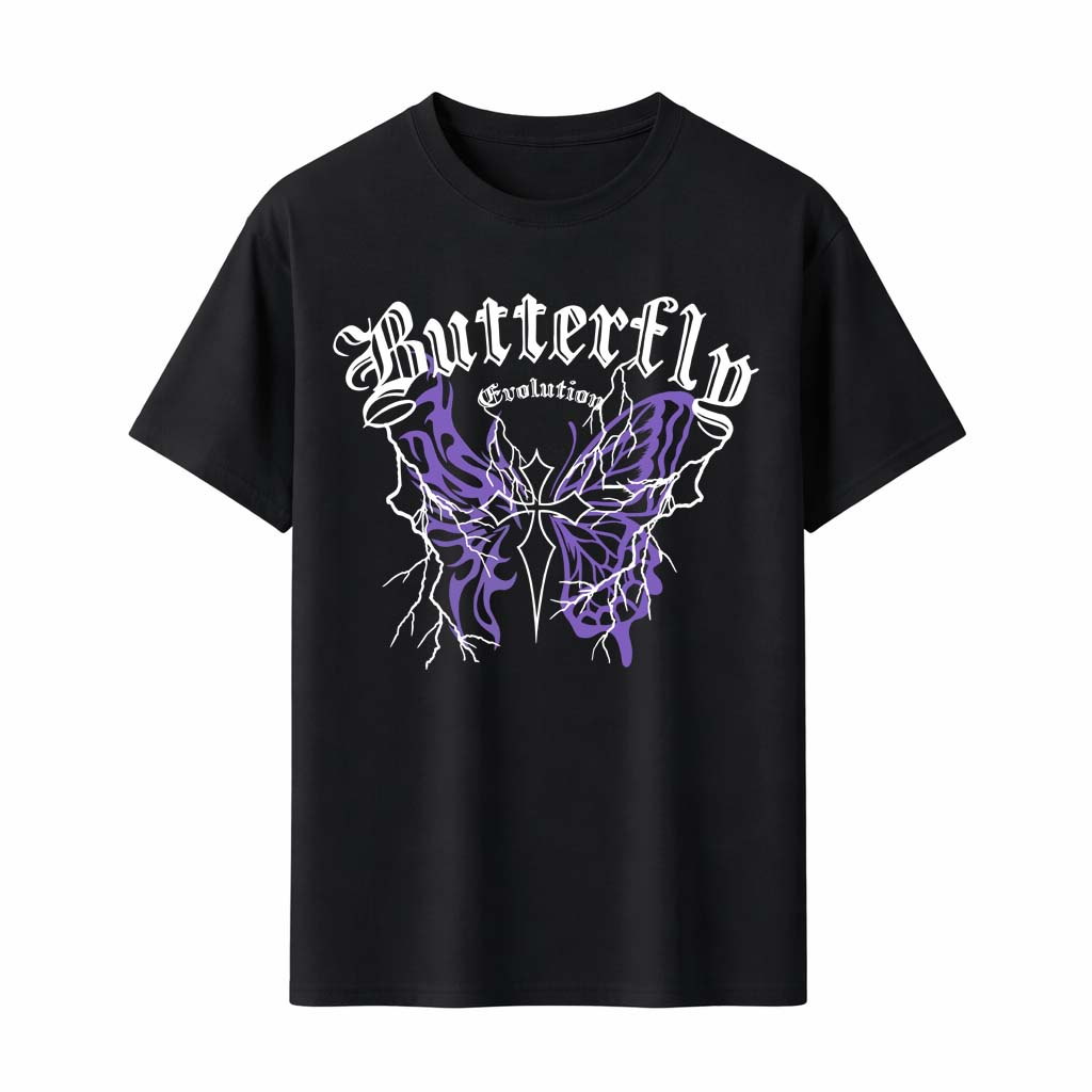 

2026 Butterfly Evolution Gothic Print Tee Y2K Aesthetic Unisex WOMEN Vintage Comfortable and loose Unisexs and WOMENs Tshirts M