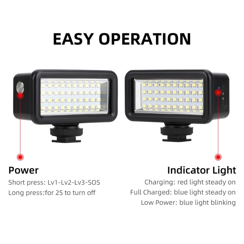 40M IPX8 Underwater LED High Power Flash Light For SLR Cameras Fill Lamp Diving Video Lights Mount