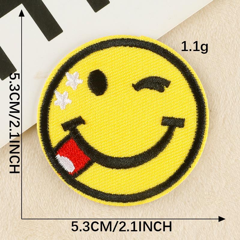 Patch Bordado de Rosto Sorridente de Desenho Animado para Chapéus, Bolsas e Roupas