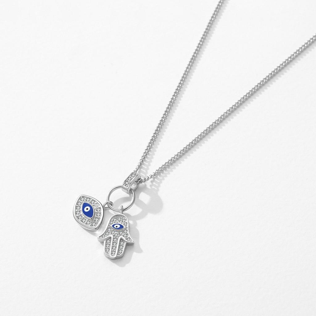 Argento Sterling 925 Sexy Ciglia La Mano di Fatima Turchese Ciondolo Occhio Blu Fortunato Collana Per Donne Gioielli Preziosi Regalo