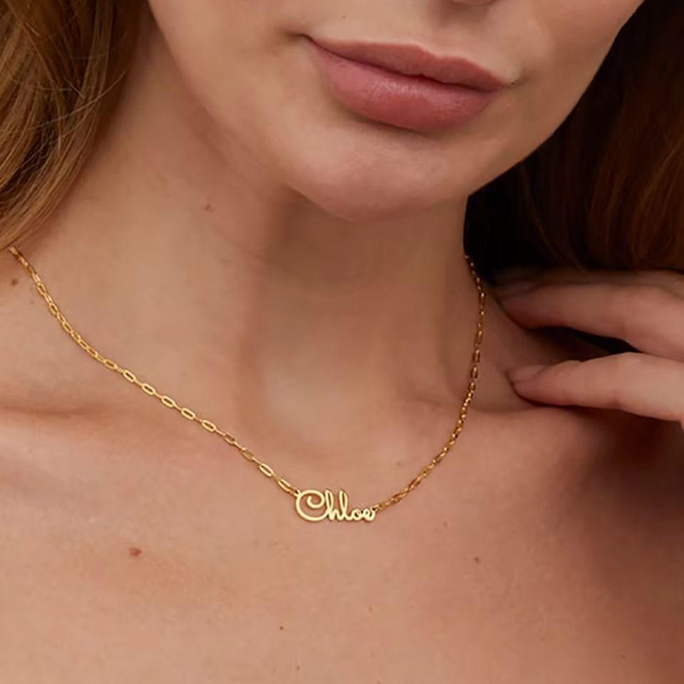 Stainless Steel Necklace for Women Custom Name Pendant Choker Personalized Jewelry Valentine's Day Gifts Link Chain Nameplate