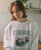 BONIEE [Fleece Lined] Persian Chinchilla Cat Collage Cat Logo Graphic Oversized Sweatshirt White