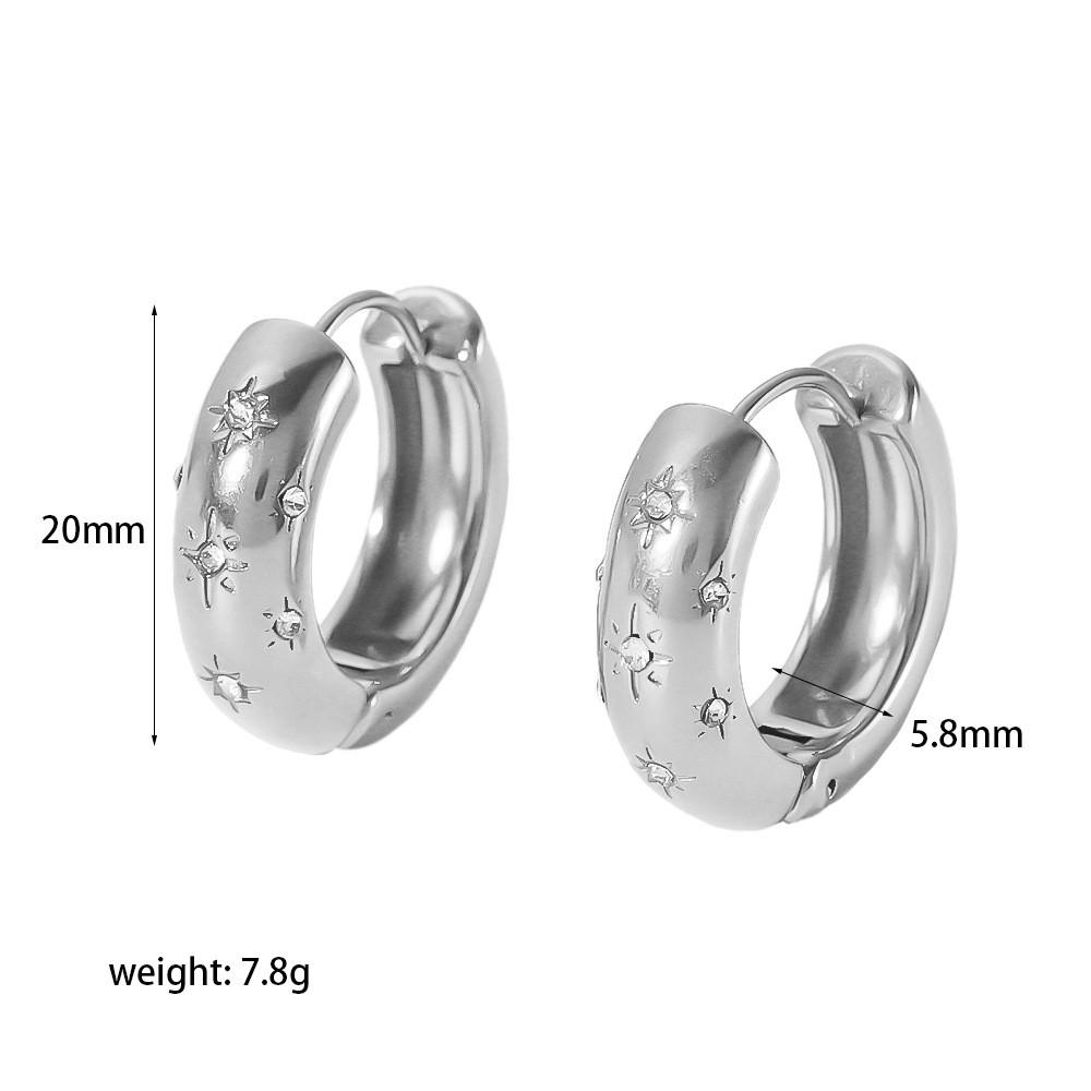 

Style Geometric Stainless Steel Earrings With Rhinestone Accents For Women Silver B