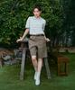 COVERNAT WOMAN Collared Stripe T-Shirt Navy