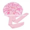 Elastische Schlaf- und Duschhaube aus Satin mit breiter Krempe für Damen – einfarbig, Größe L