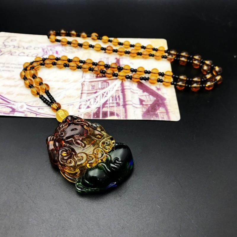 Chinese Style Three Colours Guanyin Buddha Necklace Pendant Exquisite Mascot Sweater Chain Fashion Jewelry Holiday Gift