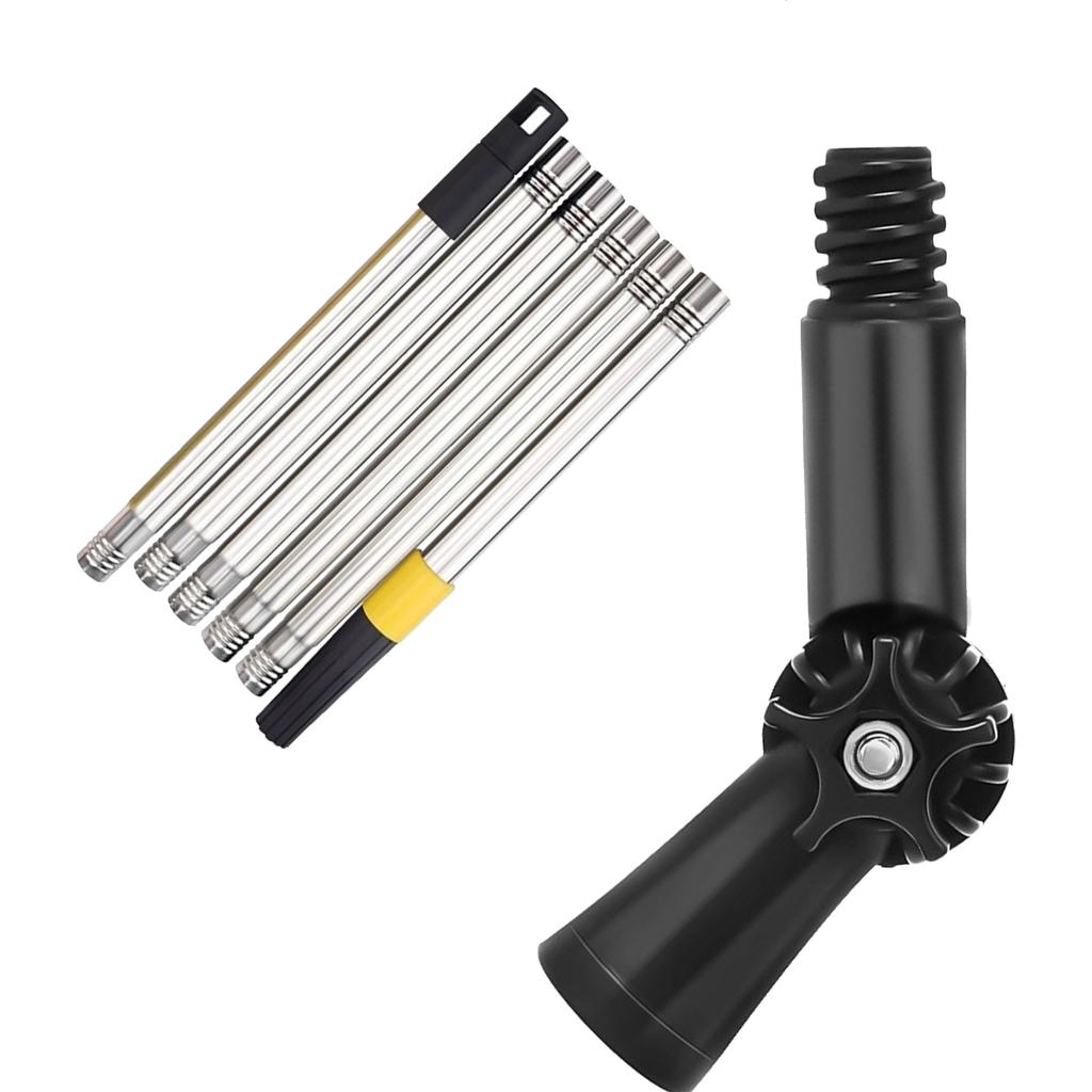 180 Degree Rotating Head Extendable Window Cleaner Heavy Duty Stainless Steel Telescoping Pole For High Reach Indoor Outdoor Cleaning