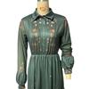 Abito Lungo da Donna a Maniche Lunghe Stampato con Collo a Camicia Abito Lungo