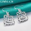 URMYLADY 925 Sterling Silver Whirlpool Earrings For Women Charm Wedding Party Fashion Jewelry