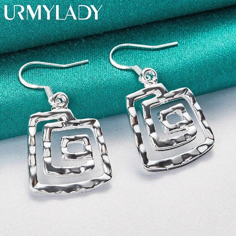 URMYLADY 925 Sterling Silver Whirlpool Earrings For Women Charm Wedding Party Fashion Jewelry