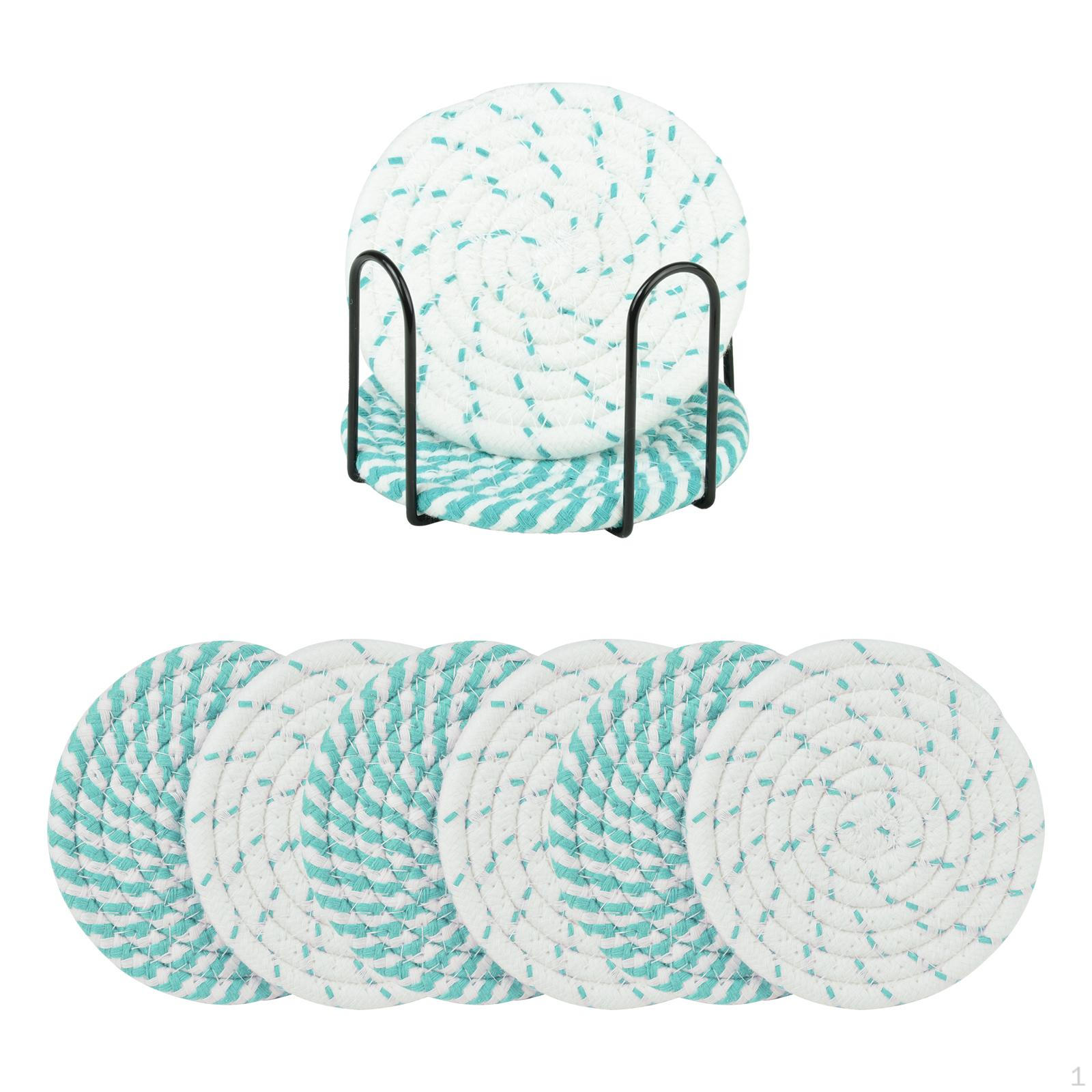 

8 шт. плетеные хлопковые веревочные коврики для столовых приборов, теплоизоляционная подложка для свадьбы синий