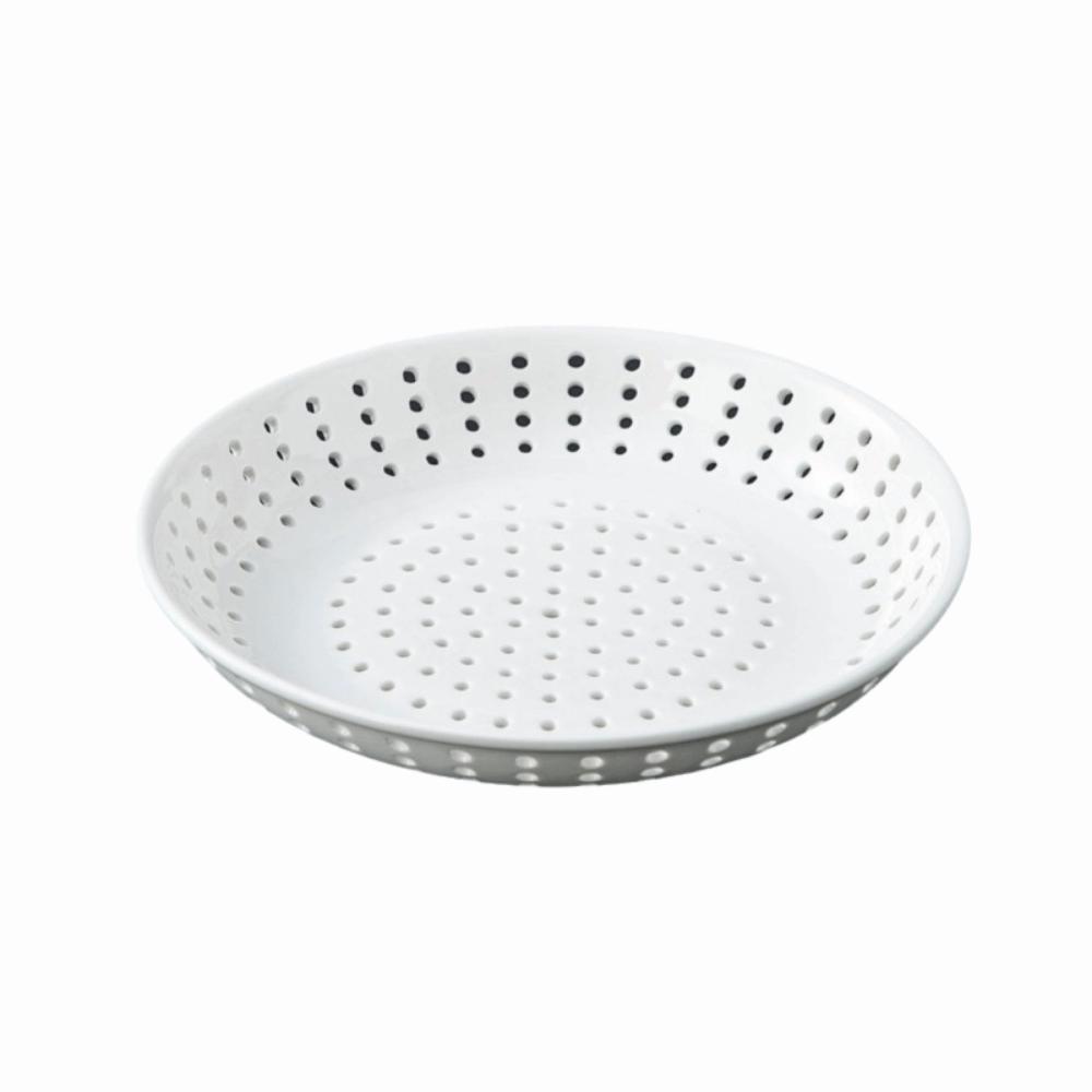 White Ceramic Steaming Tray Creative Hollow Out Drain Dish  Serving Dish S 20cm