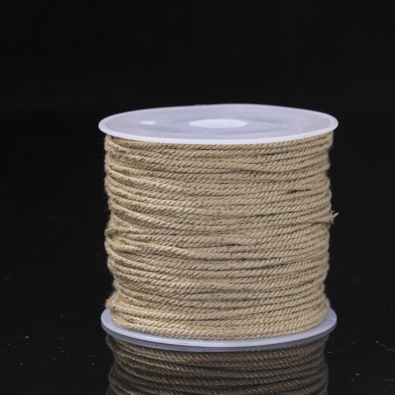 Tibetan Gold-Plated Woven Bracelet with Bodhi Beads and Cotton Rope