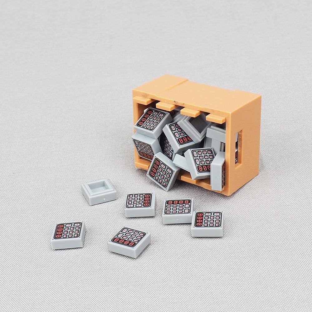 Non-Toxic Moc 10Pcs Printed 3070 Red Digital Keyboard Button Pattern Building Blocks Vehicle Machine Compatible Accessories Toys Children