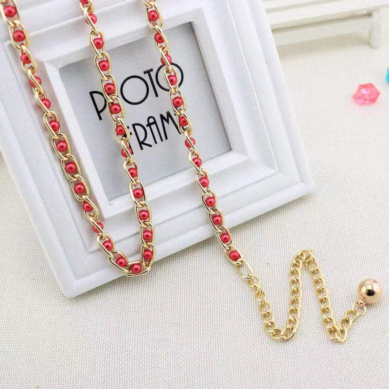 Waist Chain Women's Spring and Summer Dress Decorative Pearl Belt Fashionable Versatile Metal Hook Thin Waist Chain Multi-color Waist Decoration