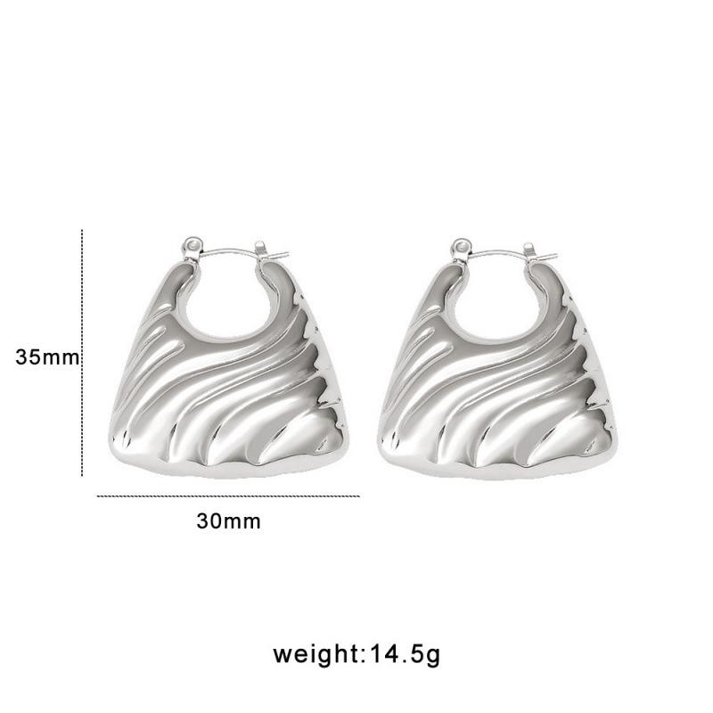 18k Gold Plated Geometric Spiral Stud Earrings with 3D Texture