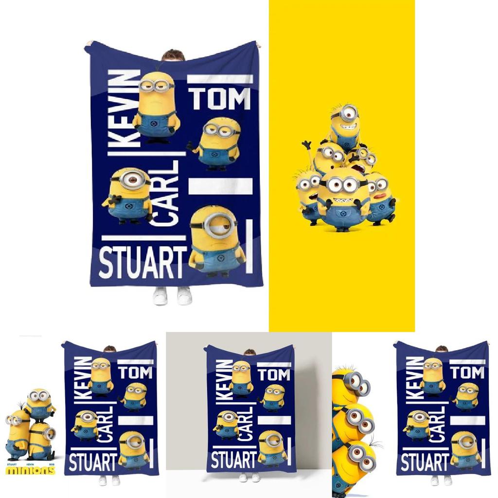 Minions Blanket With Geometric Pattern For Dorm Room And Office Comfort