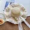 Small Fresh Pastoral Sweet Bow Sun Hat Children Beige Straw Hat Straw Hat Versatile Summer Photo