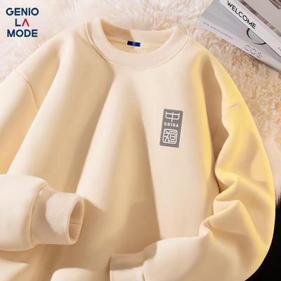 GENIOLAMODE Men's Sherpa Fleece Lined Crew Neck Sweatshirt