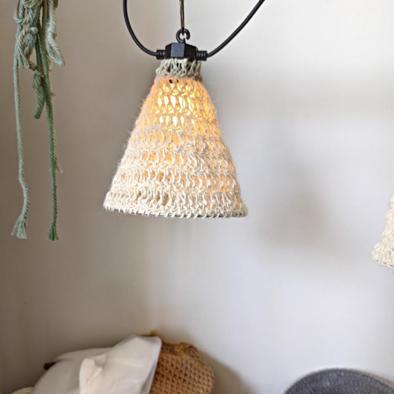 1PC White Home Decor Decorative Lampshade Pendant Homestay Rope Lampshade Rustic Hand-woven Living Room 3 Sizes