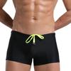 Low Rise High Elasticity 3D Cutting Swimming Trunks Men Solid Color Drawstring Swim Shorts Beachwear
