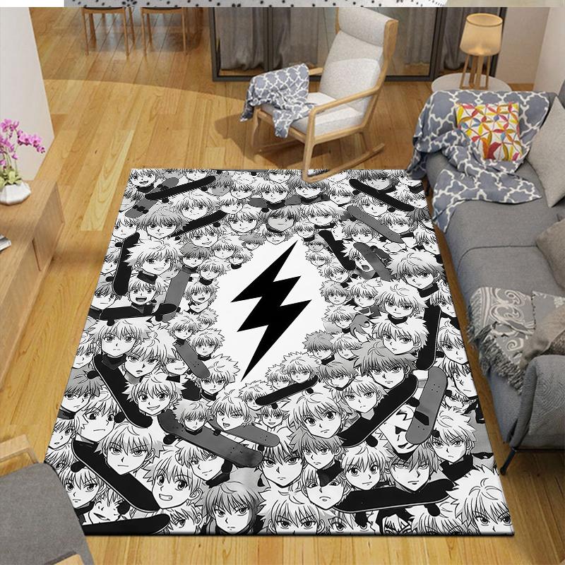 Killua Zoldyck Home Sofa Decoration for Living Room & Bedroom, Non‑Slip Play Flannel Floor Mat for Game Room