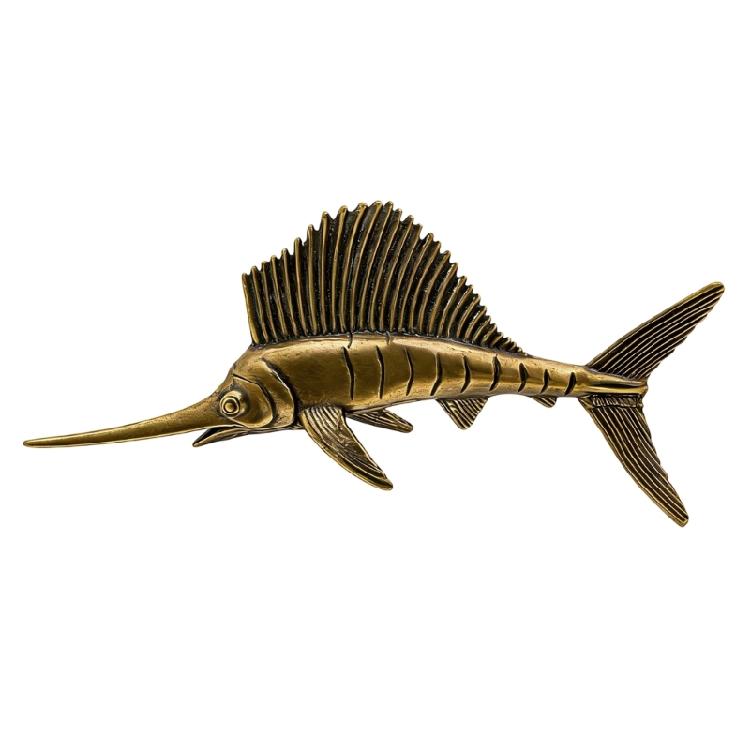 Home Decoration Retros Brasses Marlins Sculpture Antique Sailfishes Statue Collectible Art Craftsmanships Elegant 1