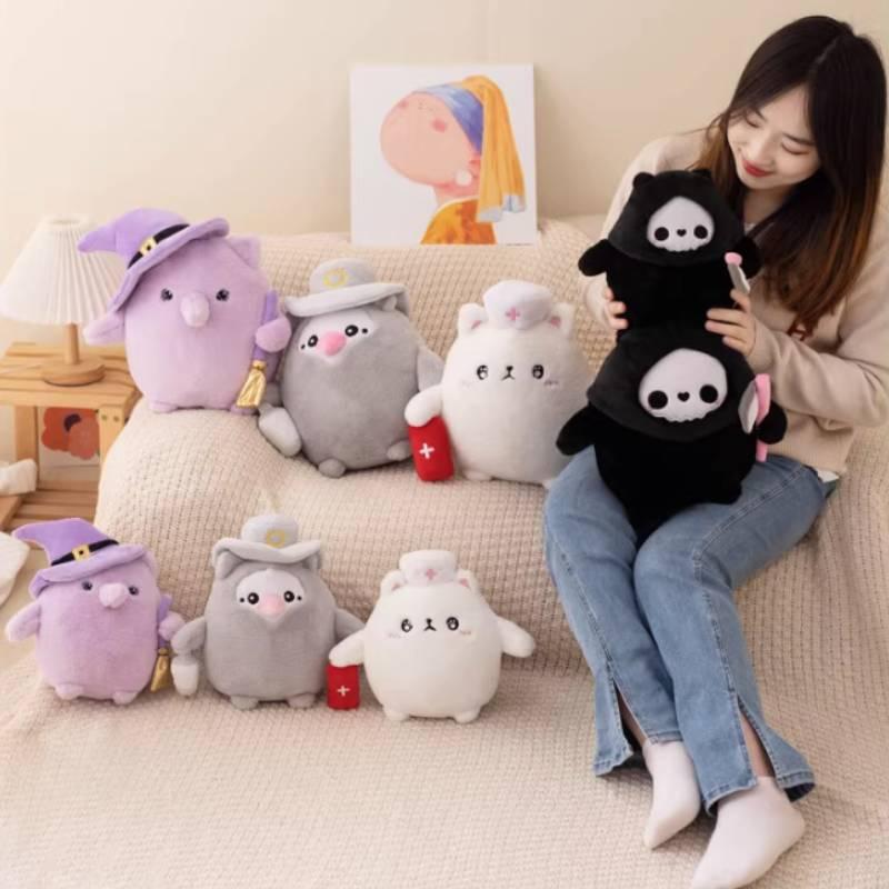 Cute Dark Cat Plush Toy For Halloween Gift 20cm Height