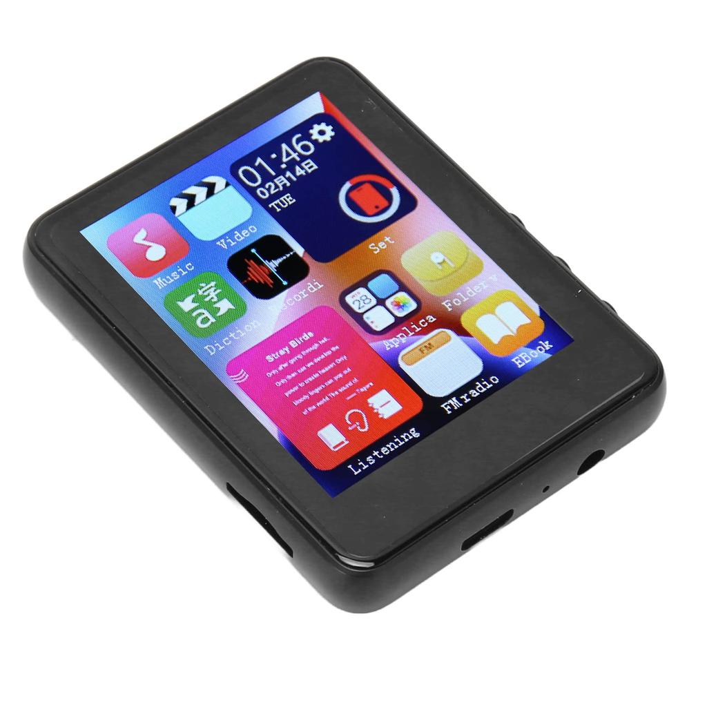 Bluetooth MP3 HD Plně dotykový displej Přehrávač hudby podporuje 256GB paměť Přenosný Walkman s FM a Hlasovým záznamníkem Přehrávač, 2,4palcový Přehrávač, Rozšíření, Rádio,