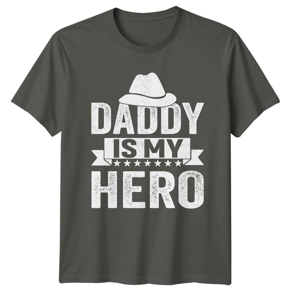 Daddy Is My Hero Fathers Day TShirt Dad Hat Heroic Gift S