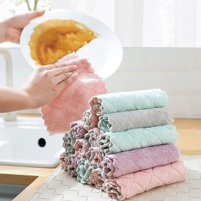 Super Absorbent Microfiber Kitchen Scouring Pad Non-stick Oil Rags Cleaning Towel Clean Cloths
