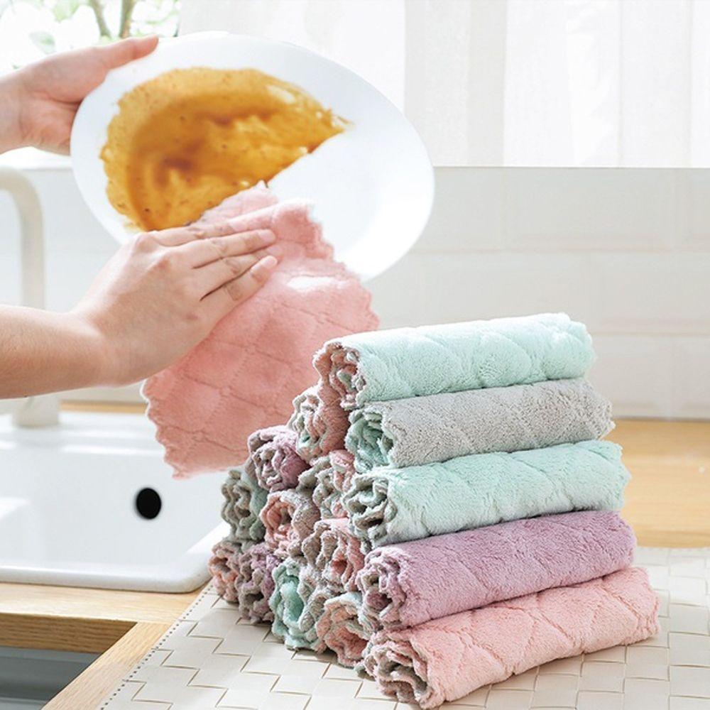 Microfiber Super Absorbent Kitchen Cleaning Towel Non-stick Oil Rags Clean Cloths Scouring Pad