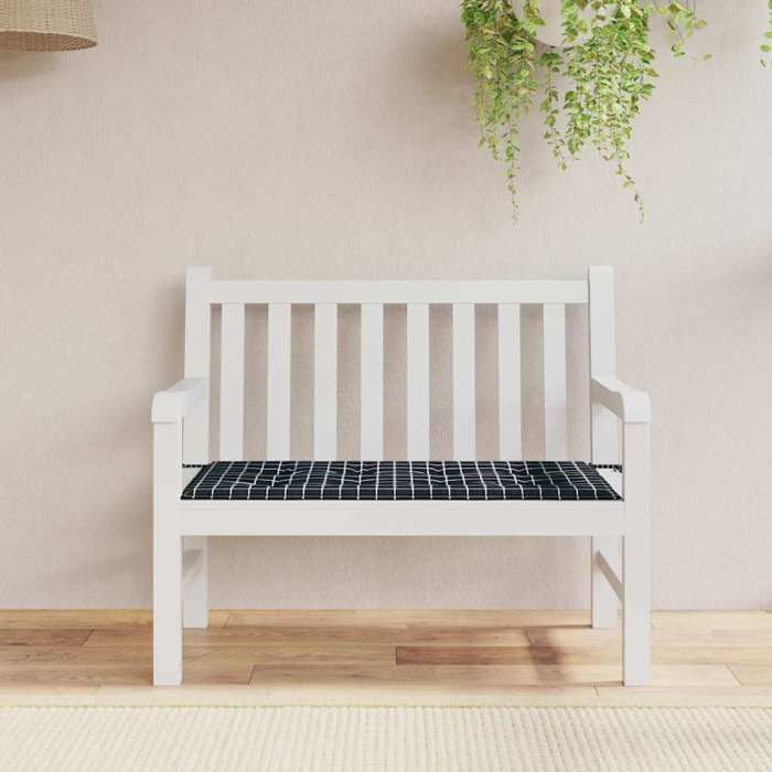 VidaXL Coussin de Banc de Jardin, Galette de Chaise Antidérapante, Décoration Terrasse Patio Salle de Séjour, Carreaux Noir 361136